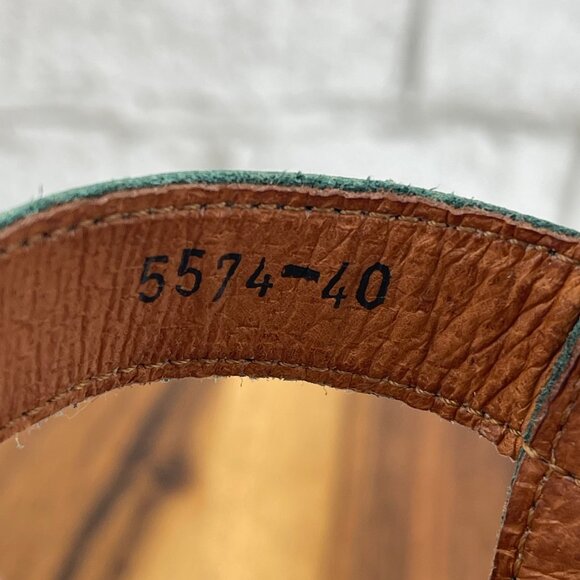 Taos Charade 5574 Womens 9/40 Green Gold Leather Hook & Loop Wedge Sandals - Picture 13 of 13